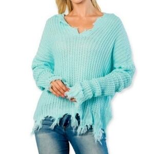 Loose Fit Sweater With Hood Womens